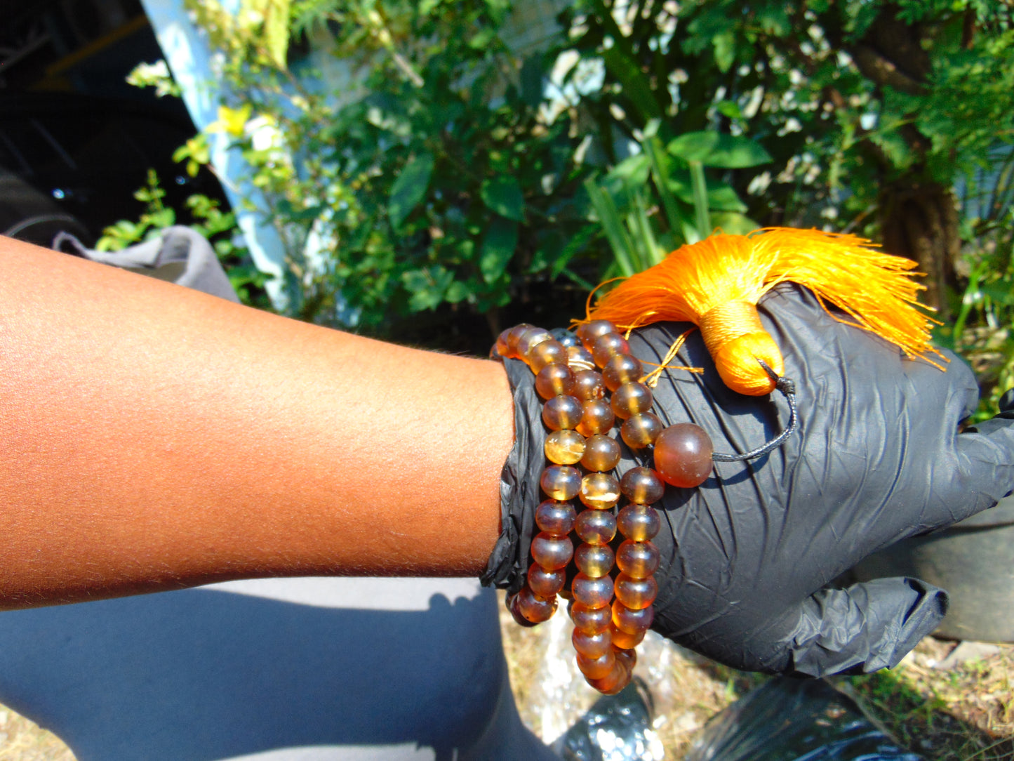 61 gram 108 Beads 9 mm Mala Buddha for Yoga and Meditation Indonesian Yellow Amber for Healing BT03