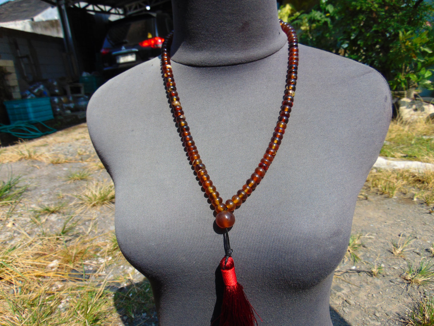 43 gram 108 Beads 9 mm Mala Buddha for Yoga and Meditation Indonesian Yellow Amber for Healing M123
