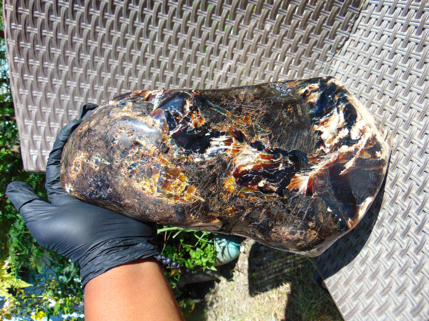 5696 gram Big Full Polished 24x16x9 cm Indonesia Black White Amber for Healing ML39