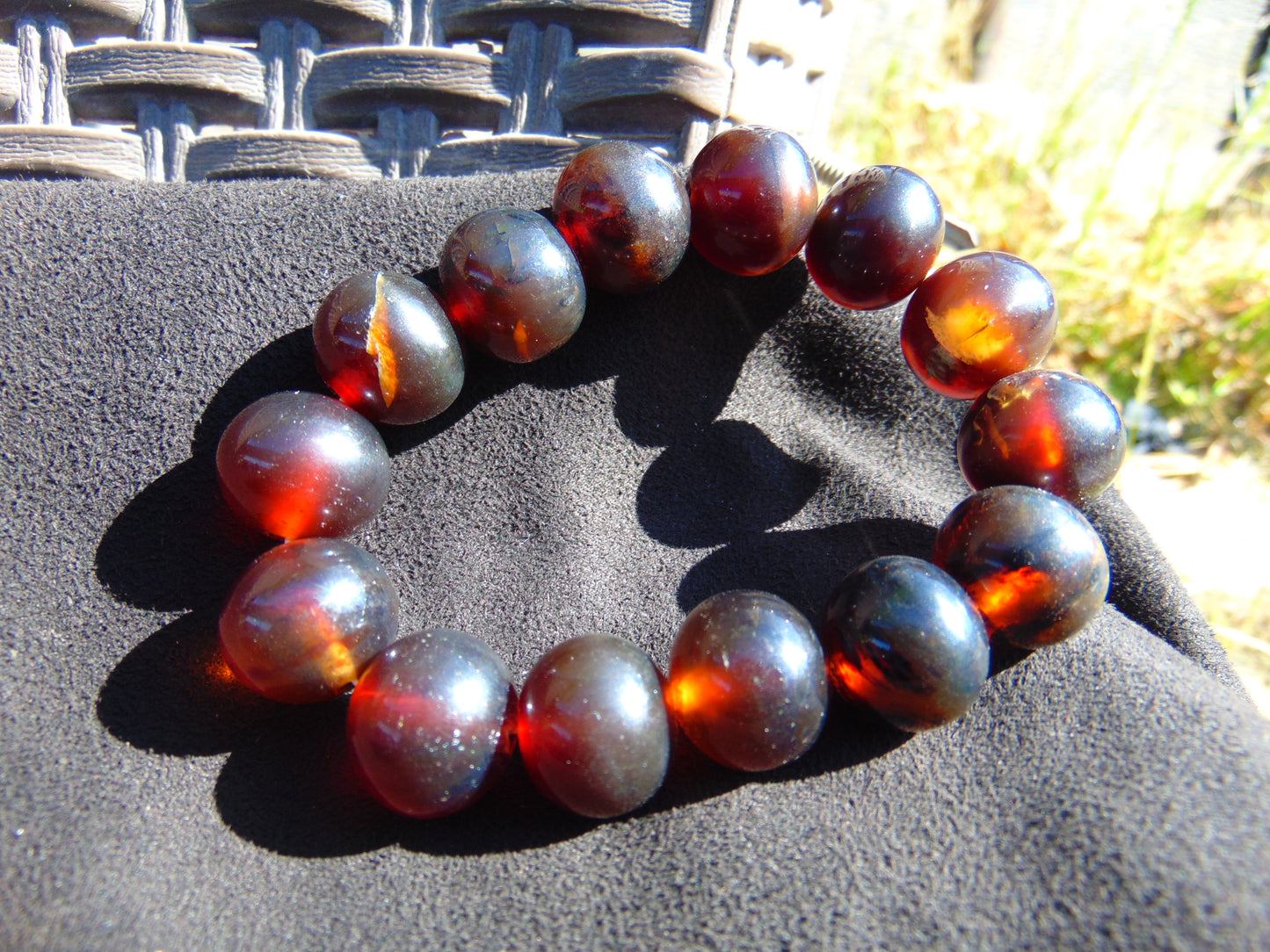31 Gram 14 Small Beads Bracelet Indonesian Red Amber for Healing FR60