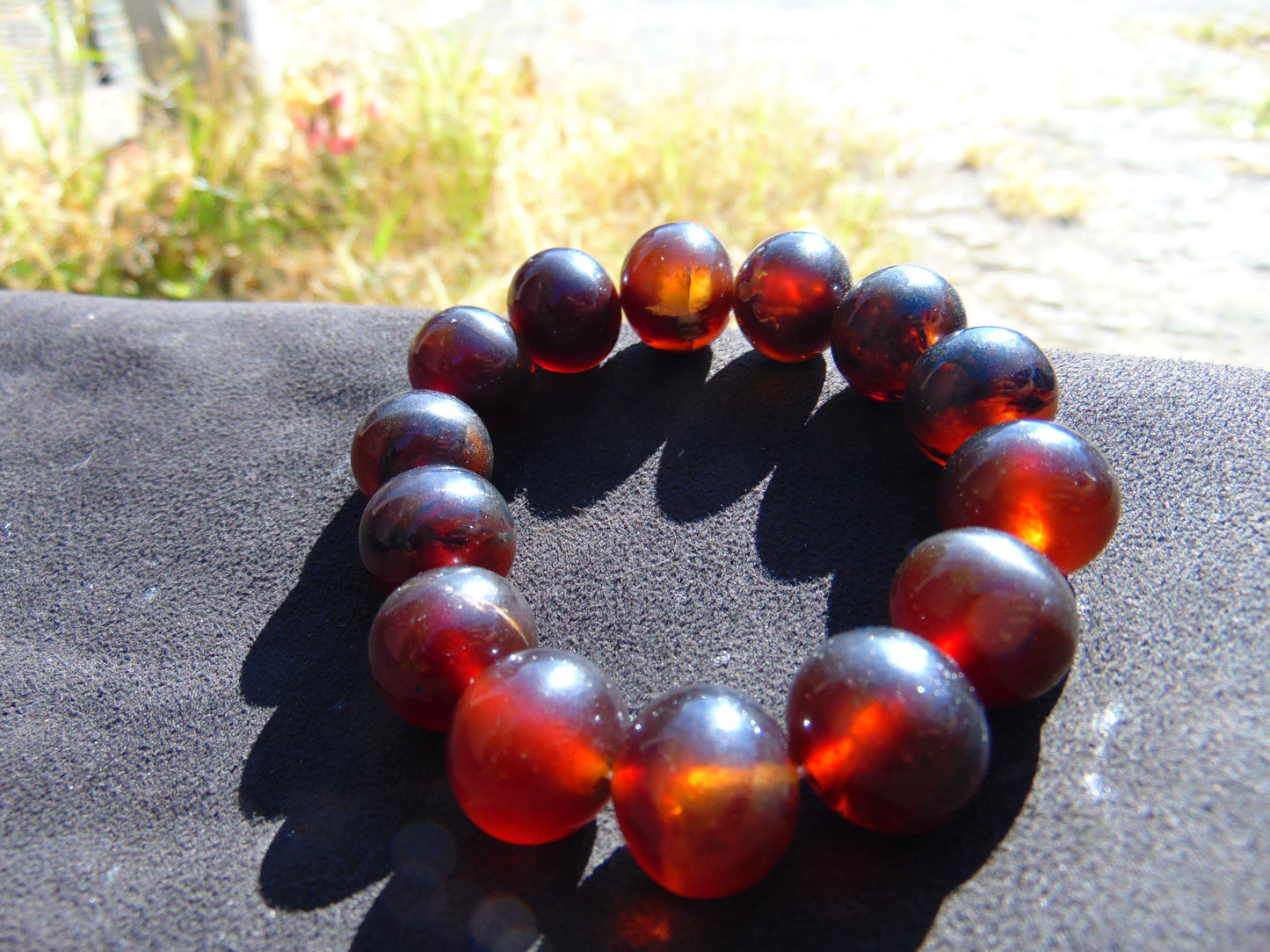 31 Gram 14 Small Beads Bracelet Indonesian Red Amber for Healing FR60