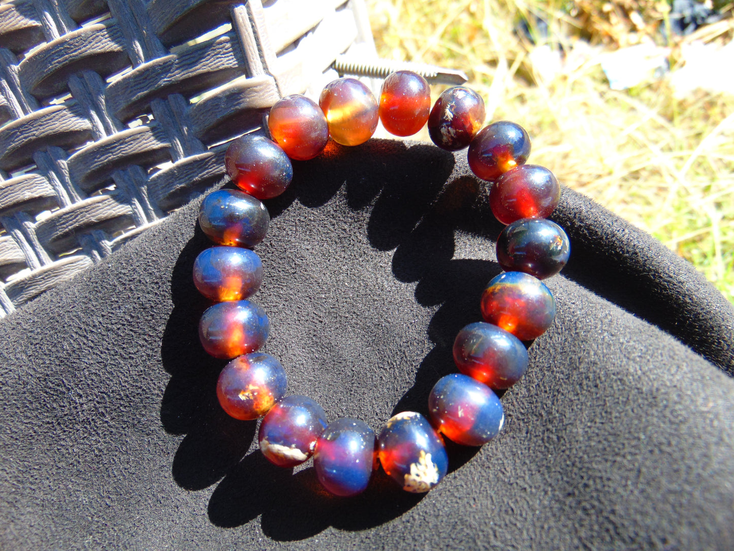 18 Gram 18 small Beads Bracelet Indonesian Dark Red Amber for Healing AB29