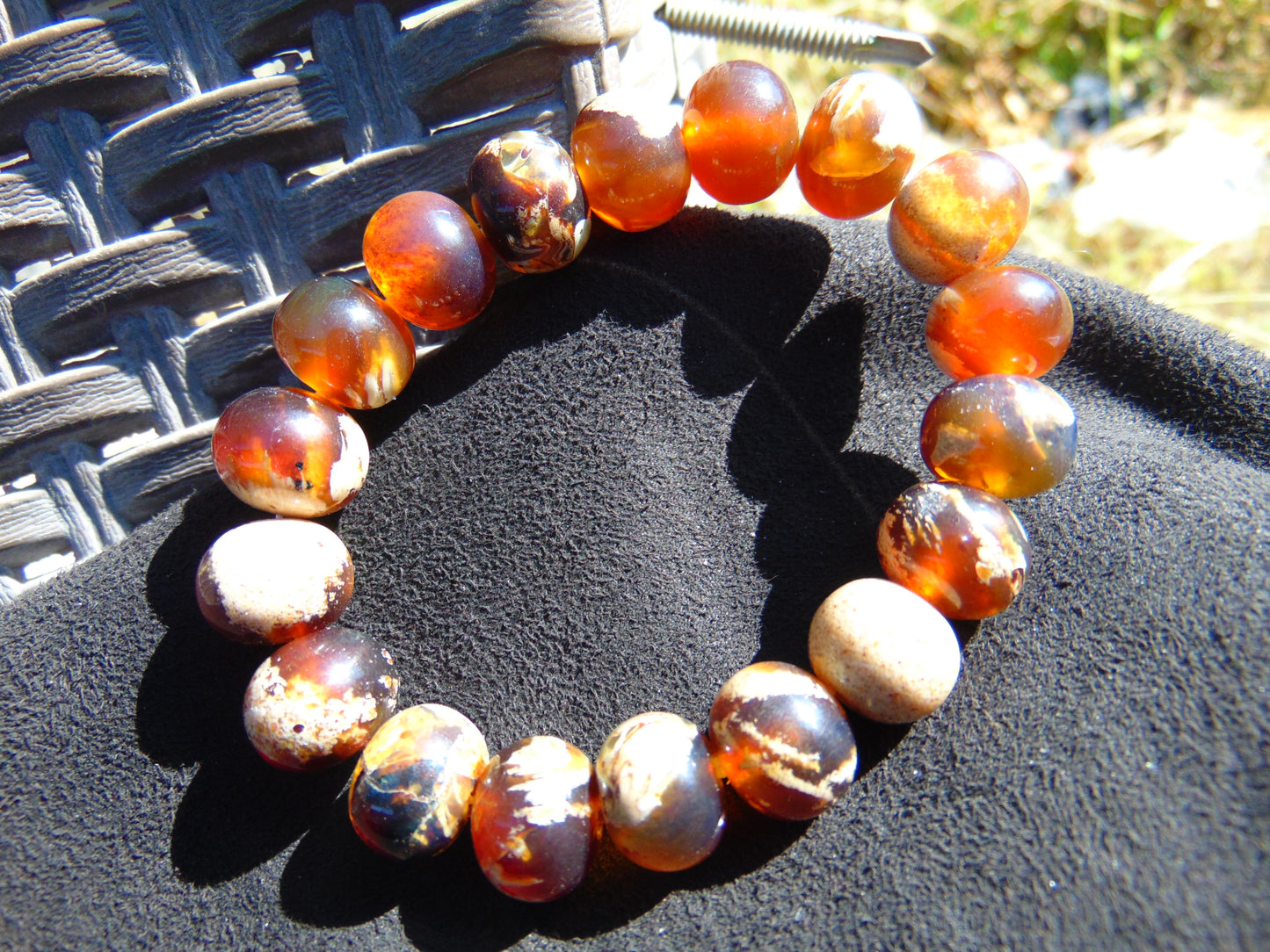 18 Gram 18 small Beads Bracelet Indonesian Red White Amber for Healing SB20