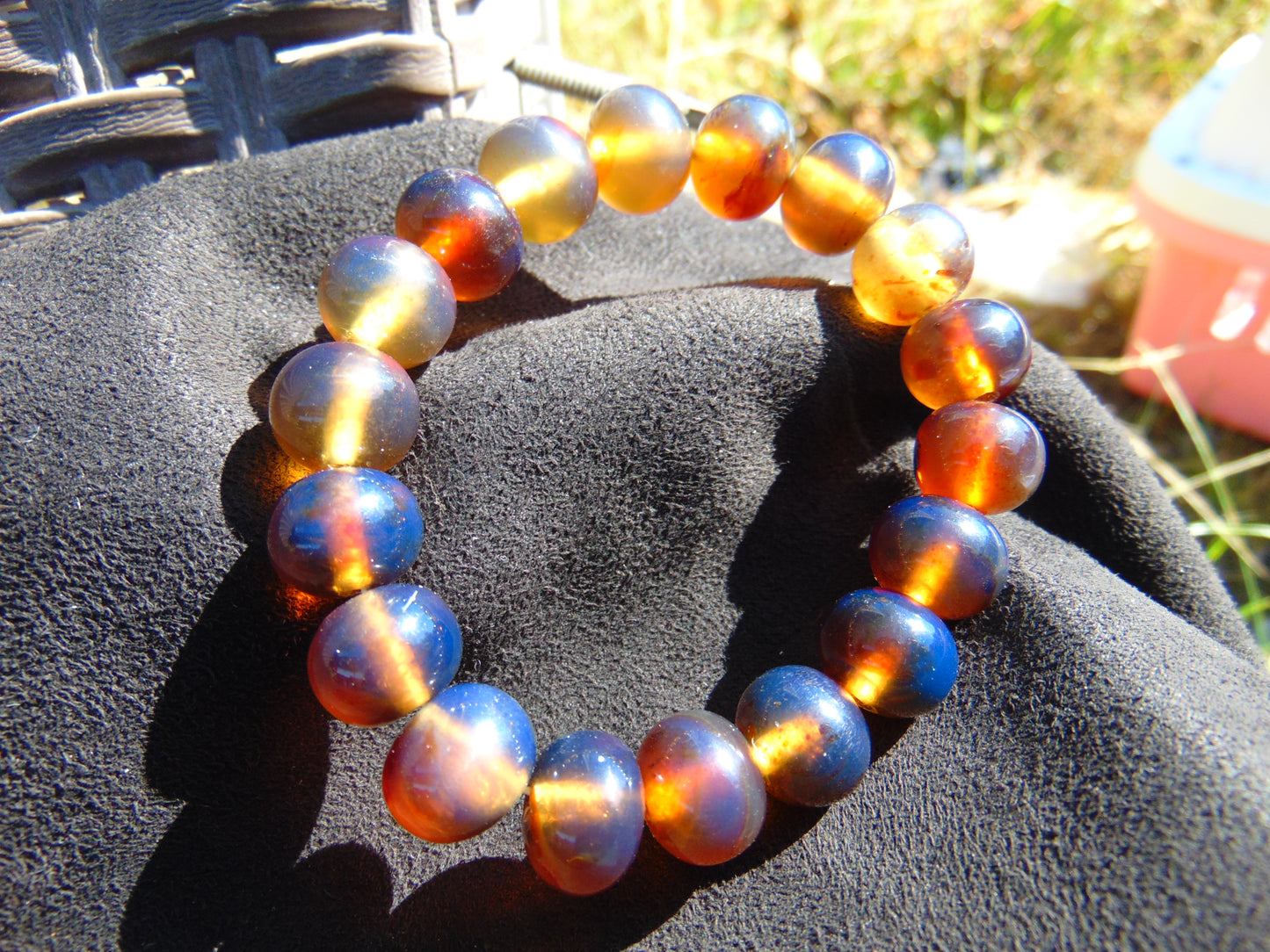 18 Gram 24 Small Beads Bracelet Indonesian Blue Amber for Healing SB17
