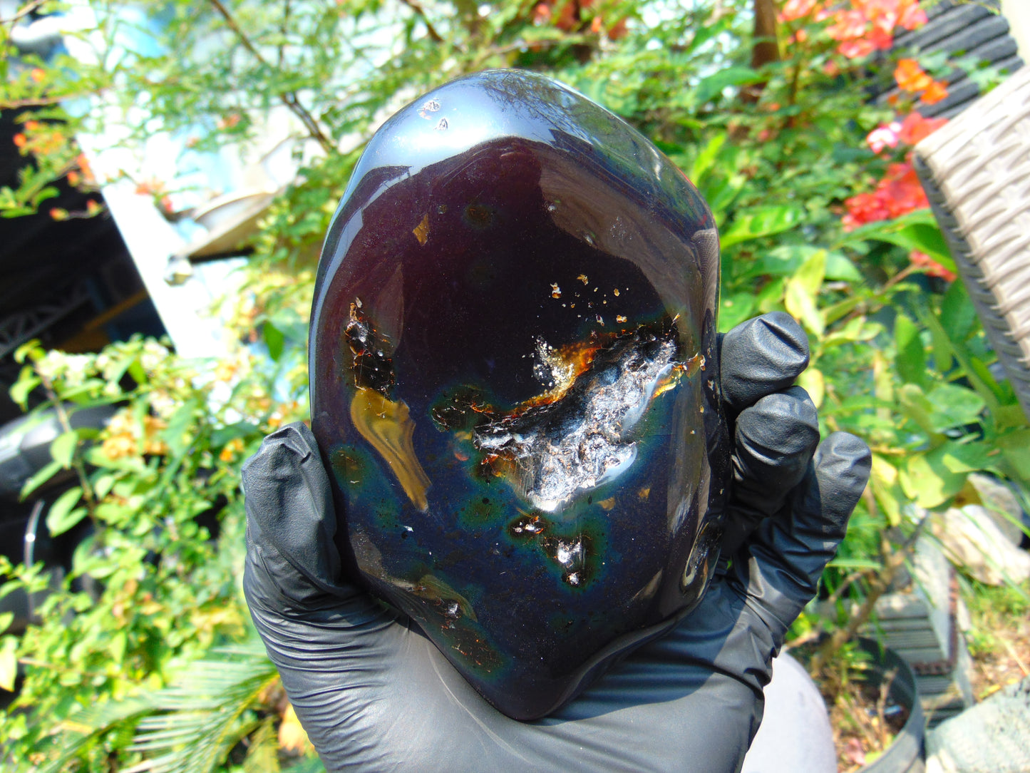 297 gram Full polished Indonesian Purple Blue Amber for Healing ar120