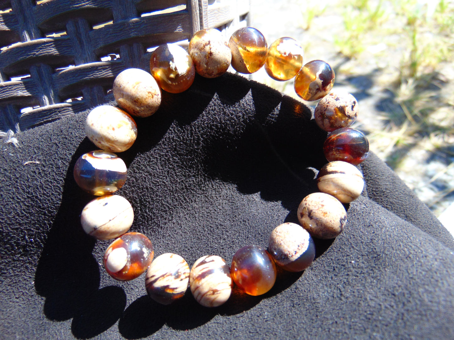 21 Gram 18 Small Beads Bracelet Indonesian white Amber for Healing SB12