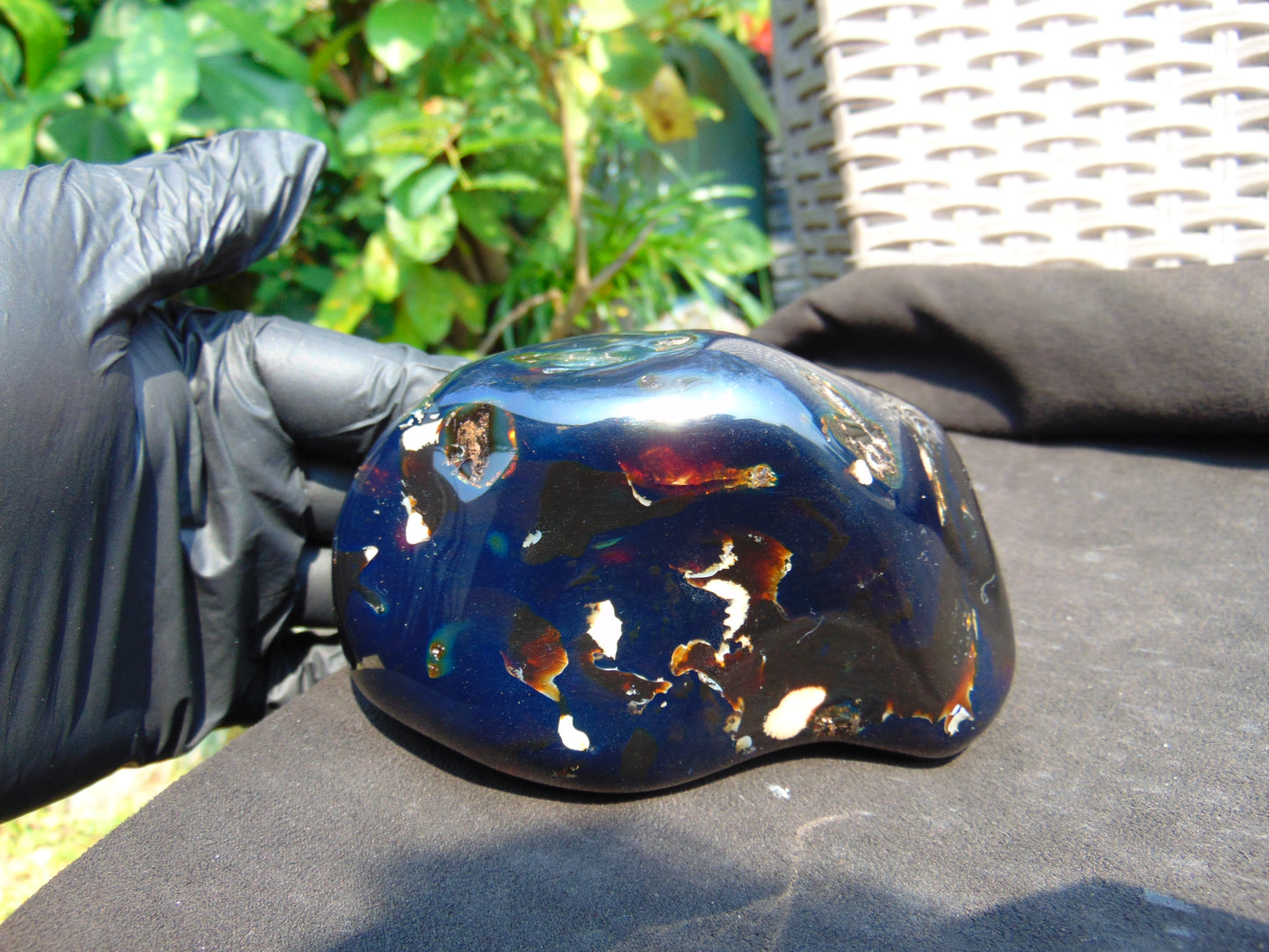 277 gram Full polished Indonesian Dark Blue Amber for Healing ML66