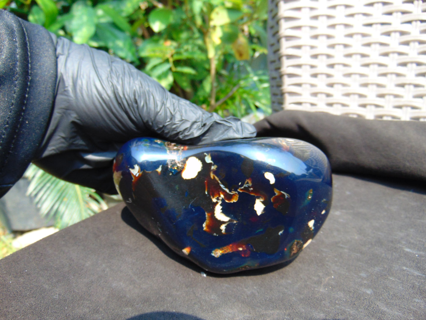 277 gram Full polished Indonesian Dark Blue Amber for Healing ML66