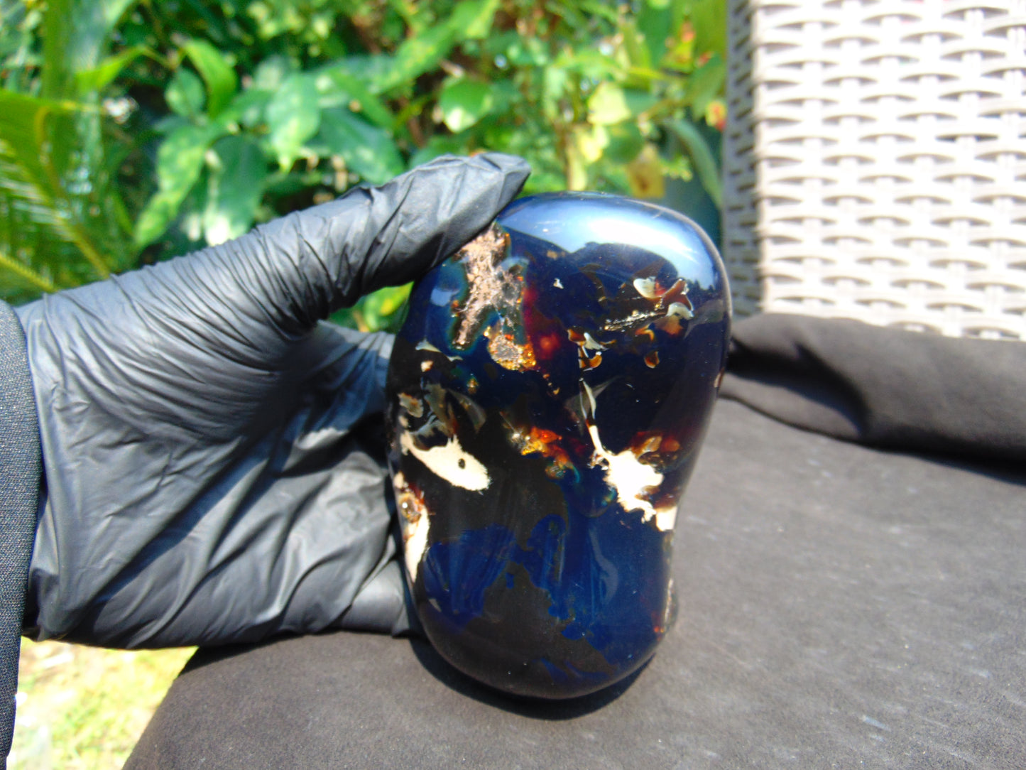 277 gram Full polished Indonesian Dark Blue Amber for Healing ML66