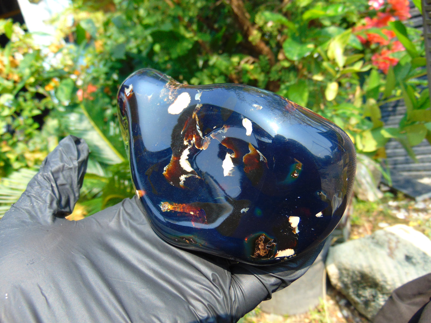 277 gram Full polished Indonesian Dark Blue Amber for Healing ML66