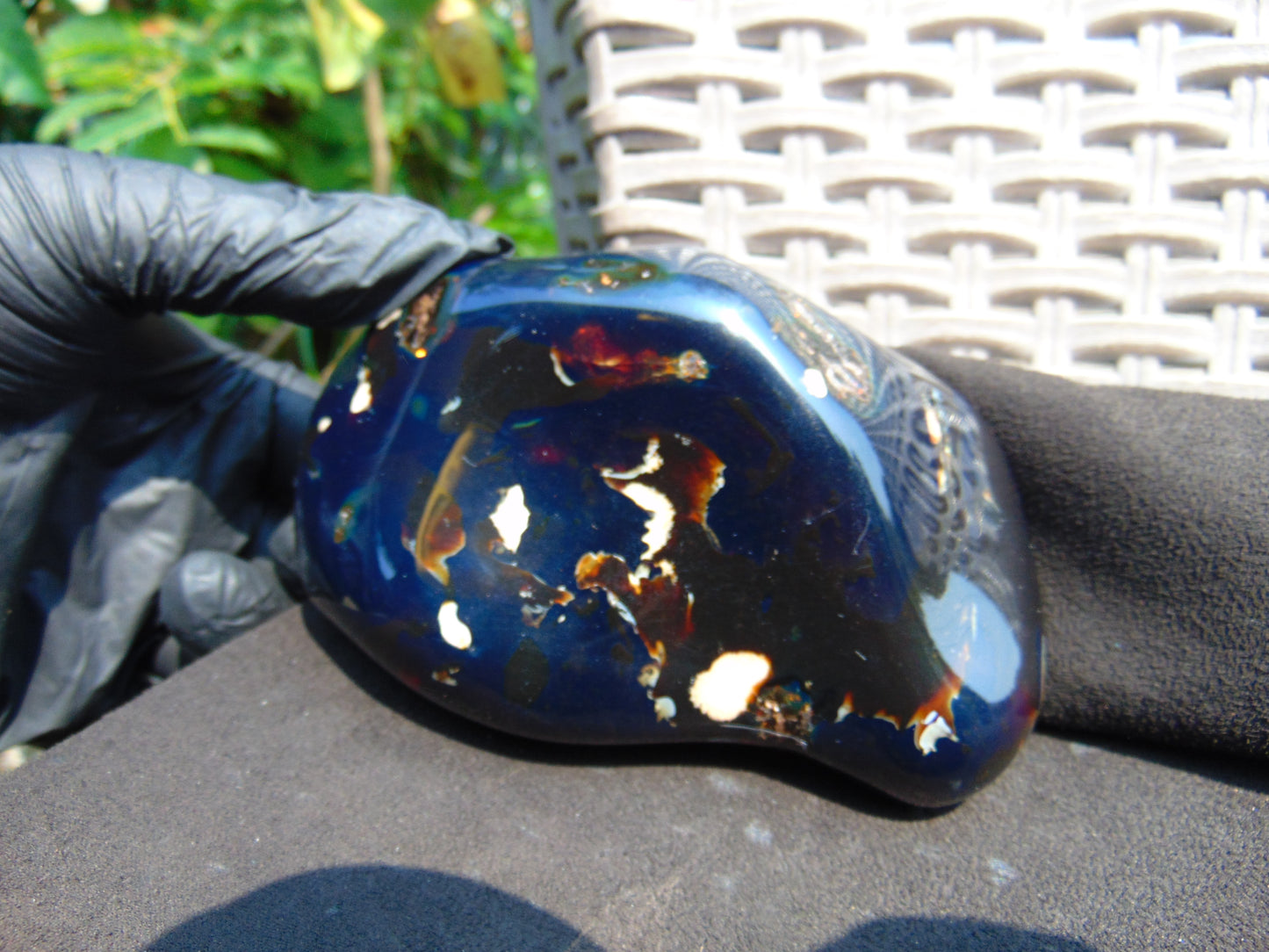277 gram Full polished Indonesian Dark Blue Amber for Healing ML66