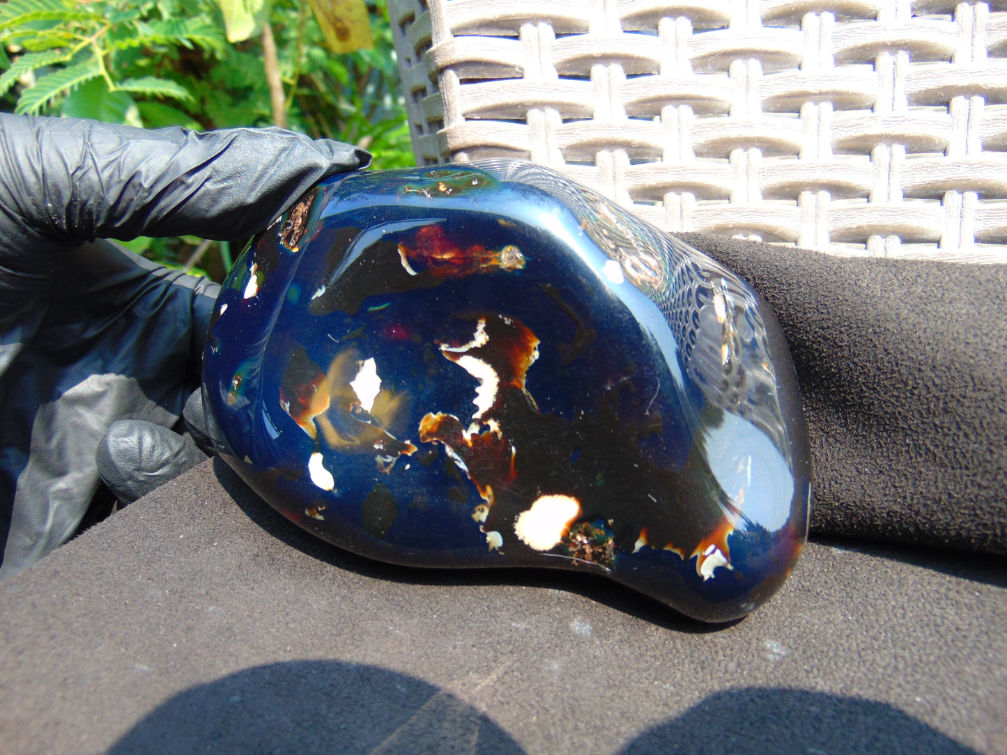 277 gram Full polished Indonesian Dark Blue Amber for Healing ML66