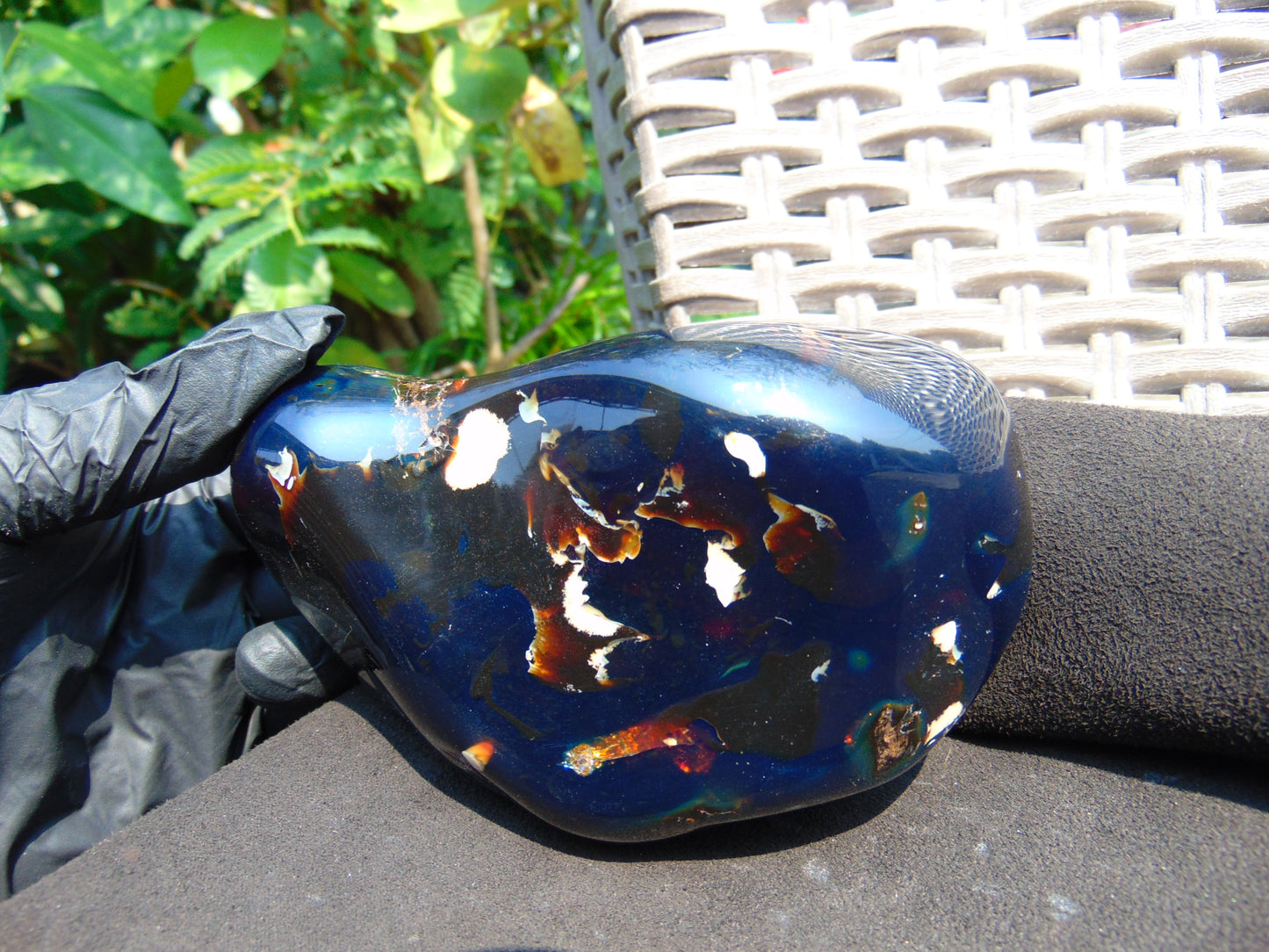 277 gram Full polished Indonesian Dark Blue Amber for Healing ML66