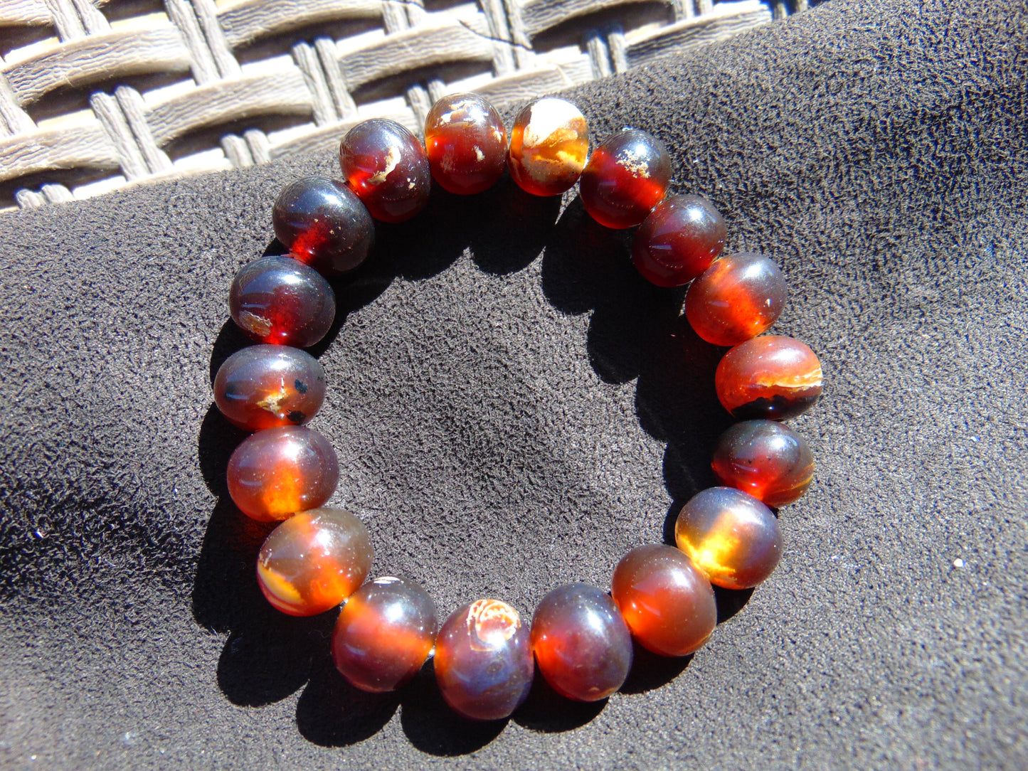 18 Gram 18 Small Beads Bracelet Indonesian Red Amber for Healing SB4