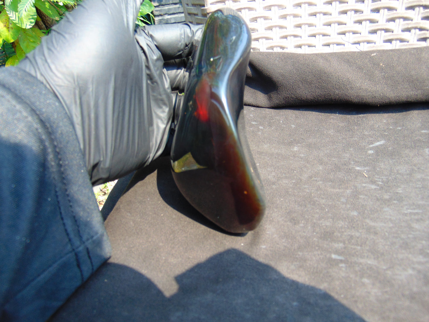 308 gram Full polished Indonesian Dark Purple Blue Amber for Healing ar121