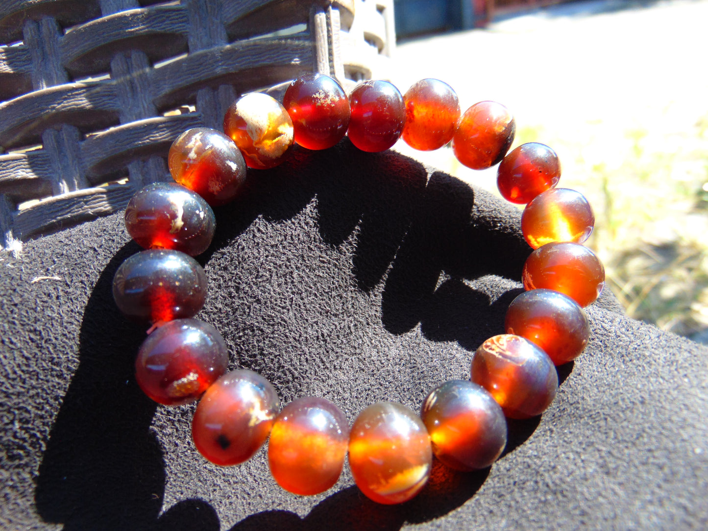 18 Gram 18 Small Beads Bracelet Indonesian Red Amber for Healing SB4