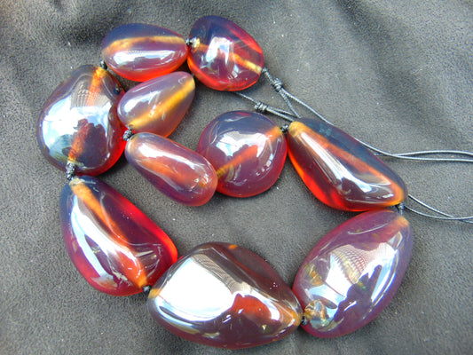 158 gr 10 pcs full polished Necklace Indonesian Blue Amber for healing No.11