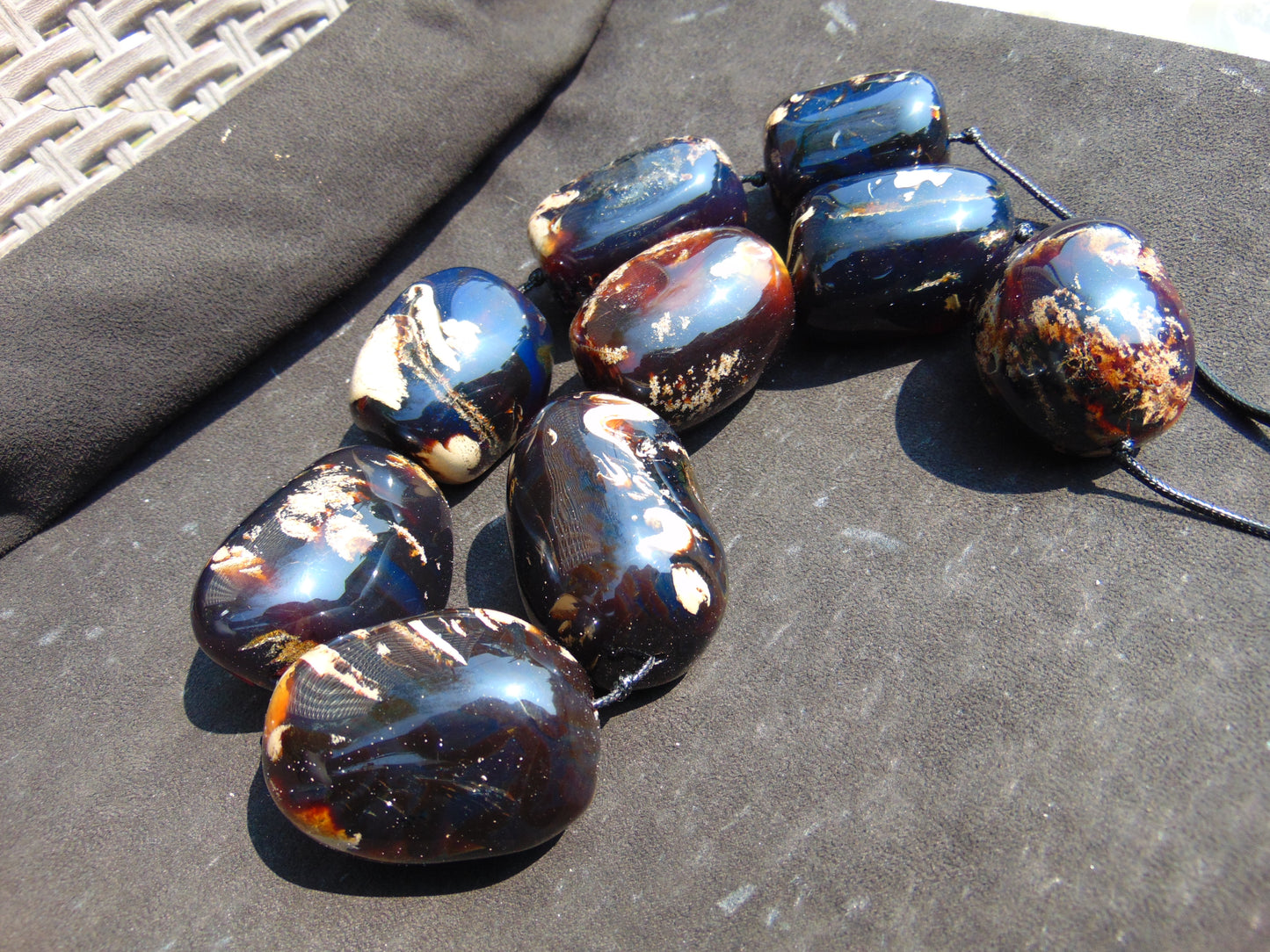 554 gr 9 beads Big Necklace Indonesian dark red Amber for Healing A9K20