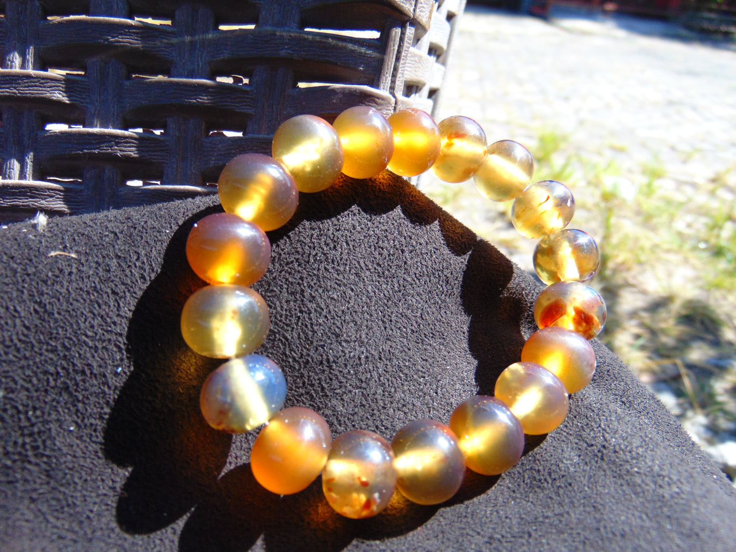 18 Gram 18 Small Beads Bracelet Indonesian Yellow Bluish Amber for Healing SB1