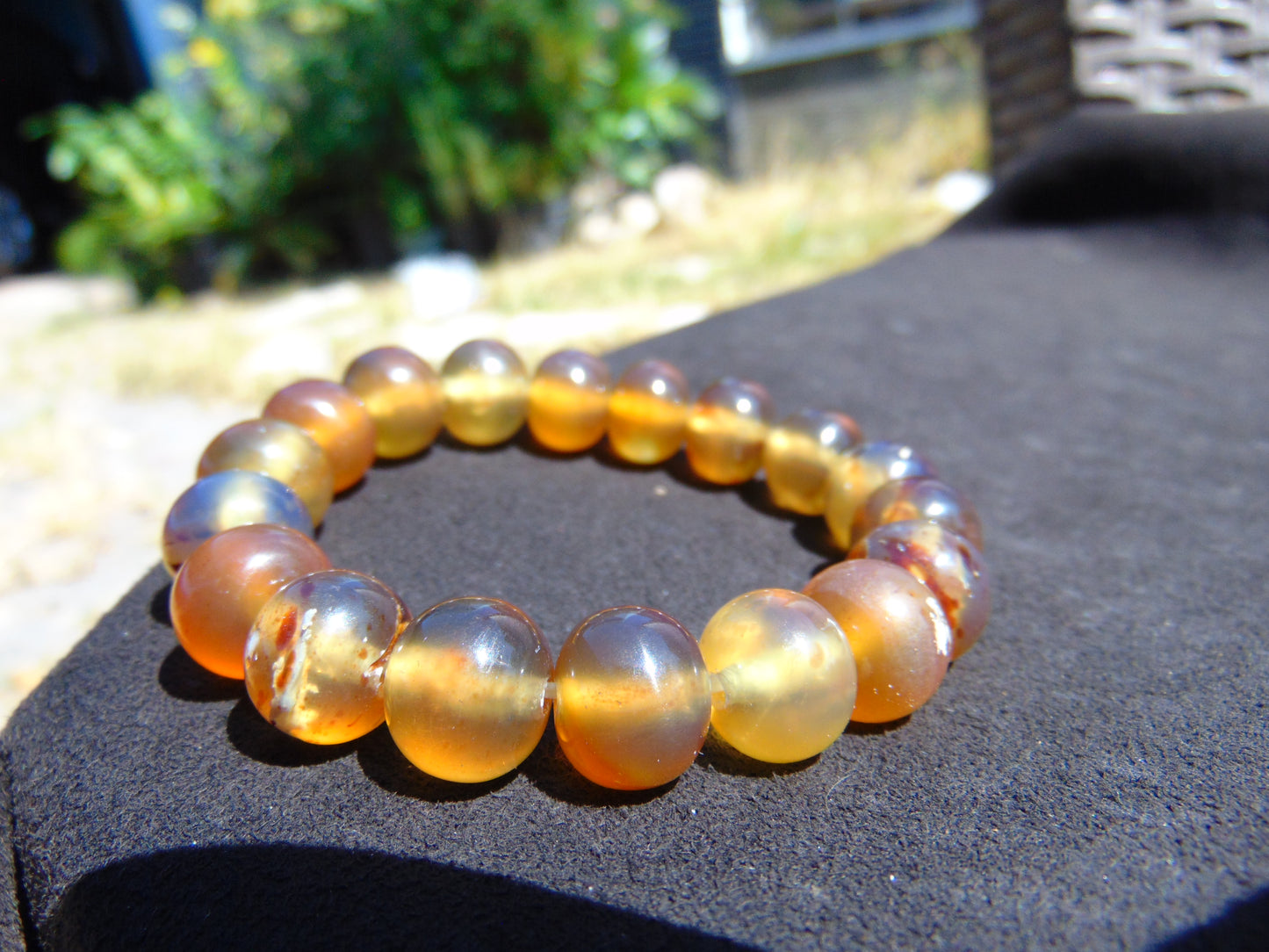 18 Gram 18 Small Beads Bracelet Indonesian Yellow Bluish Amber for Healing SB1