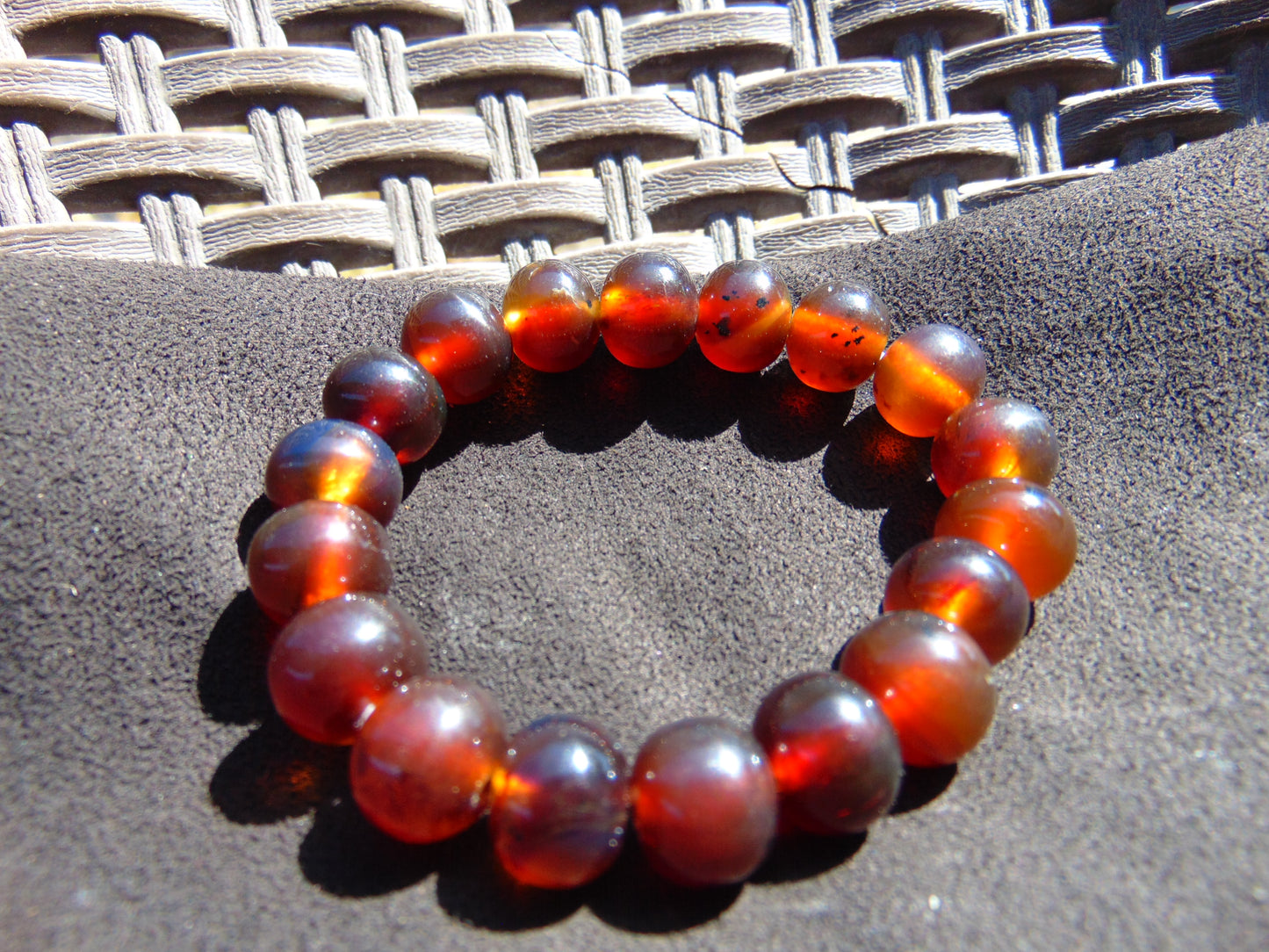 18 Gram 18 Small Beads Bracelet Indonesian Red Amber for Healing SB8