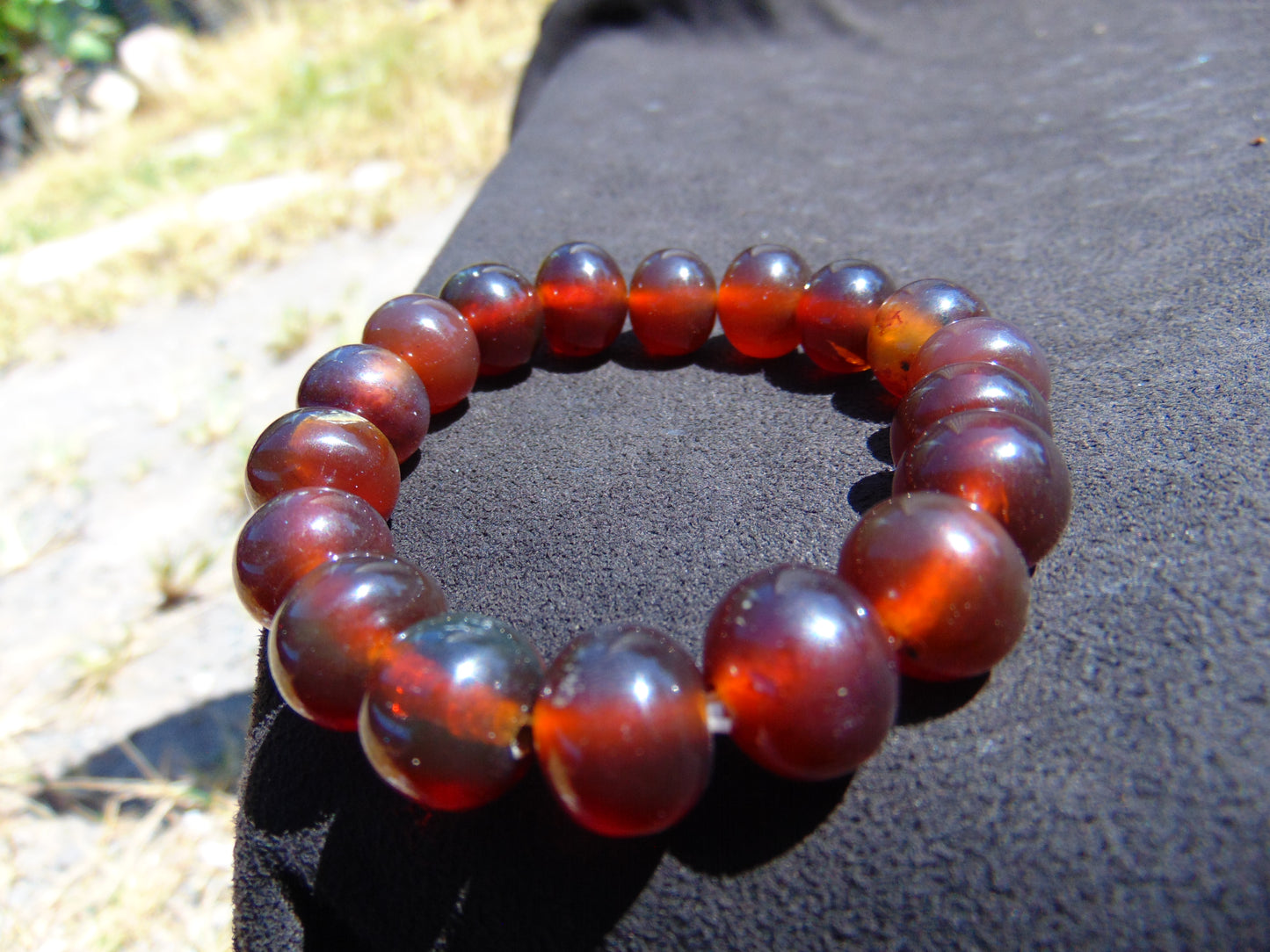 18 Gram 18 Small Beads Bracelet Indonesian Red Amber for Healing SB7