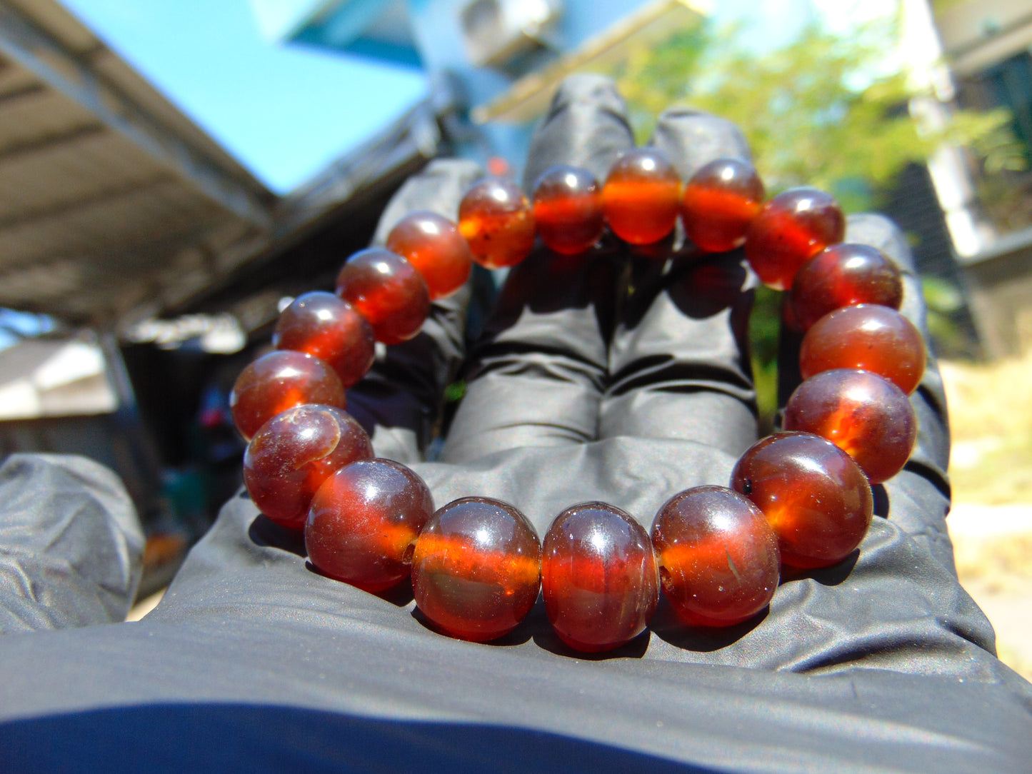 18 Gram 18 Small Beads Bracelet Indonesian Red Amber for Healing SB7
