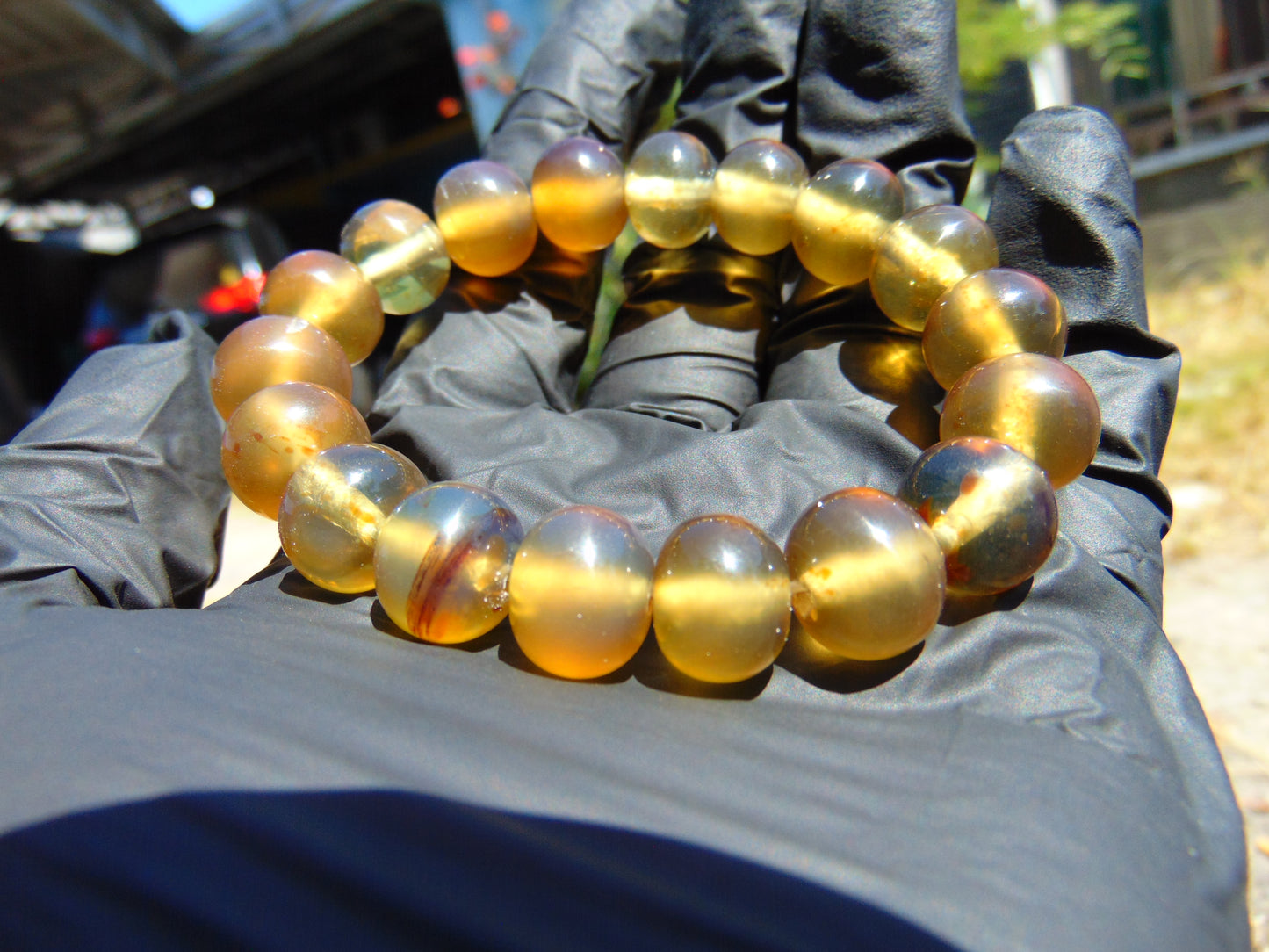18 Gram 18 Small Beads Bracelet Indonesian Yellow Bluish Amber for Healing SB10