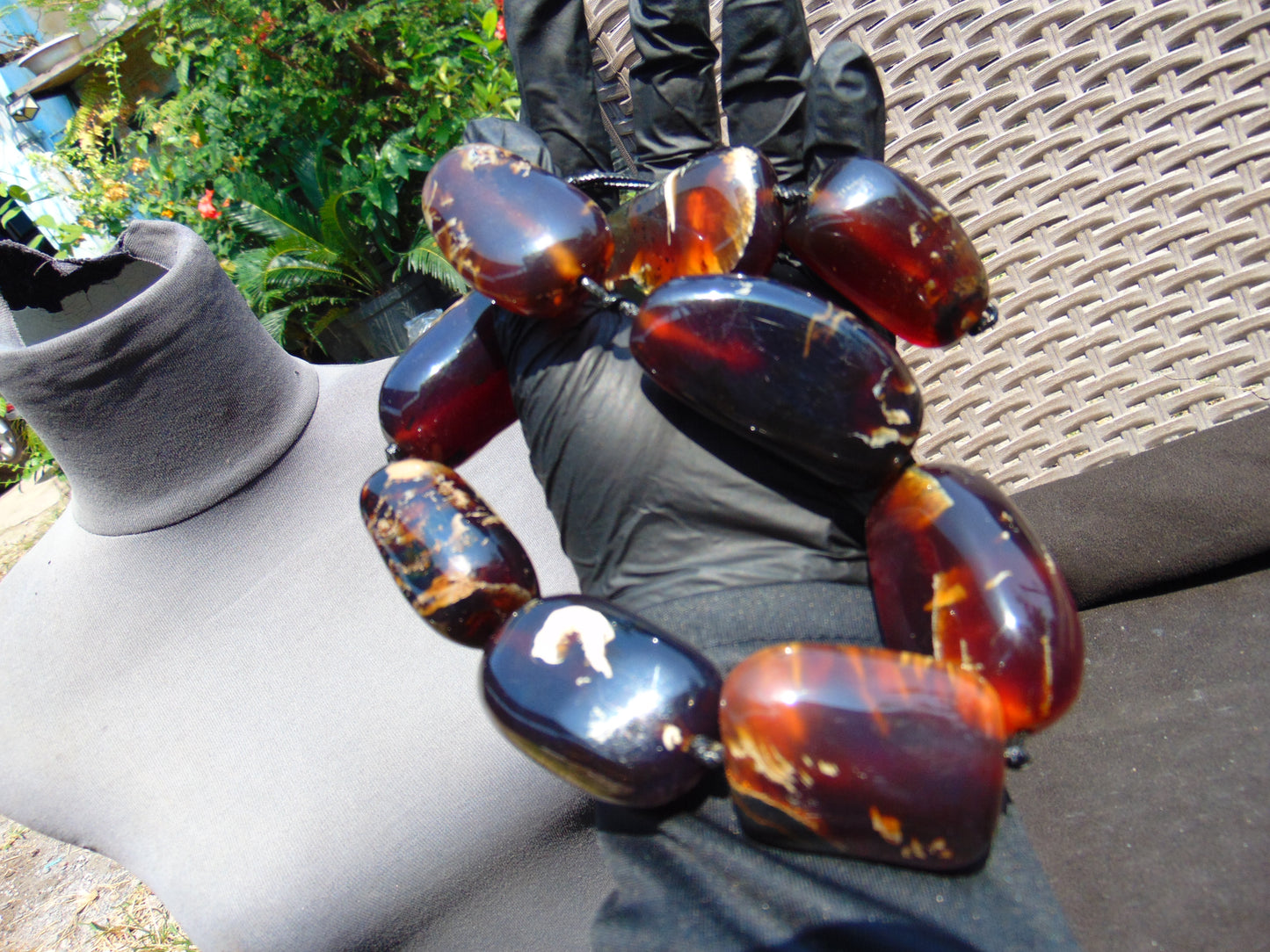 246 gr Small Beads Combination Necklace Indonesian Blue Amber for Healing S9K1