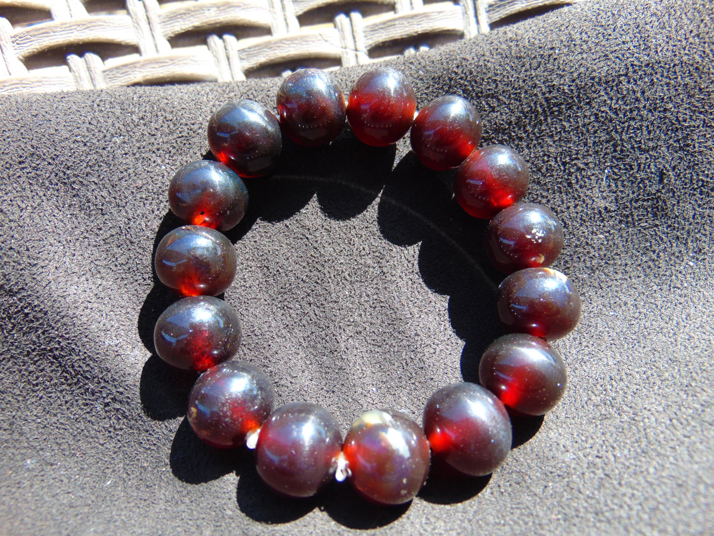 26 Gram 14 Small Beads Bracelet Indonesian Cherry Red Amber for Healing MB2