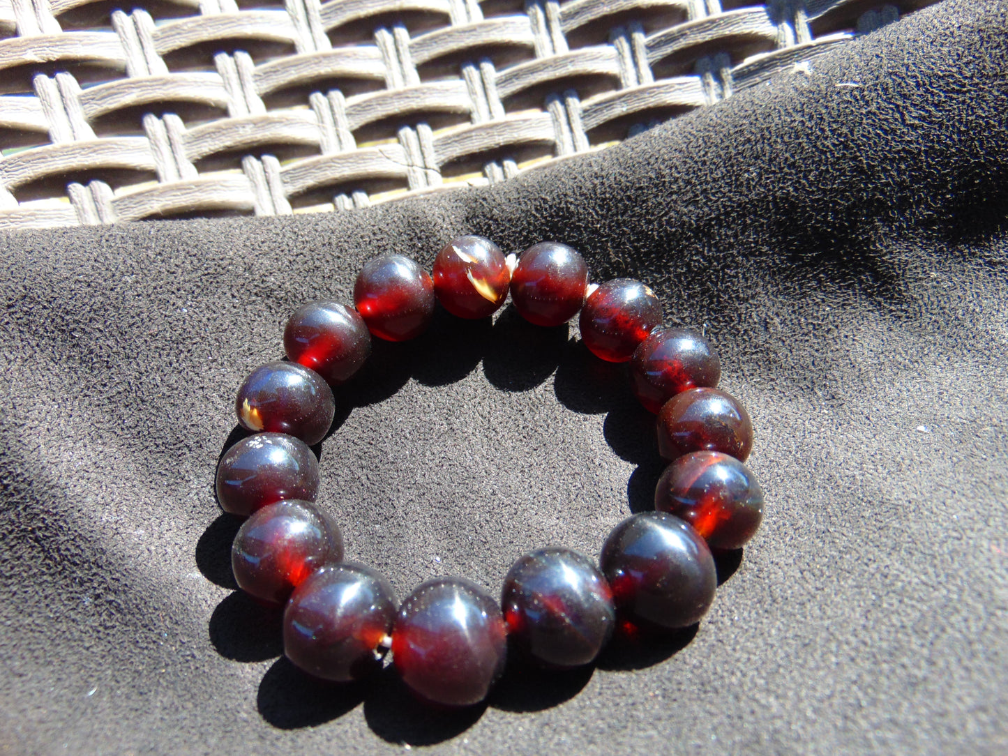 26 Gram 14 Small Beads Bracelet Indonesian Cherry Red Amber for Healing MB2