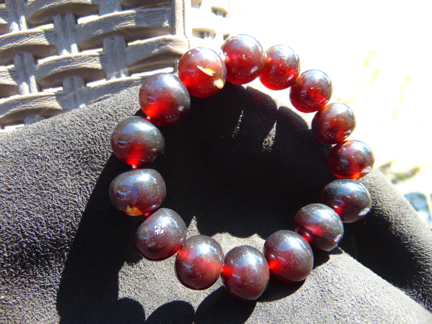 26 Gram 14 Small Beads Bracelet Indonesian Cherry Red Amber for Healing MB2