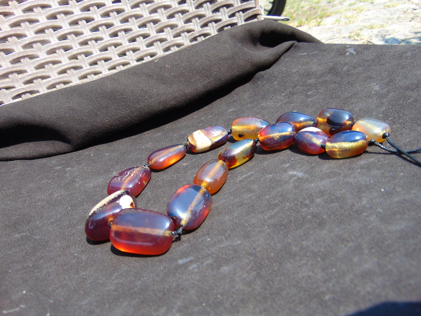 82 gr Small Beads Combination Necklace Indonesian Blue Amber for Healing A17K6