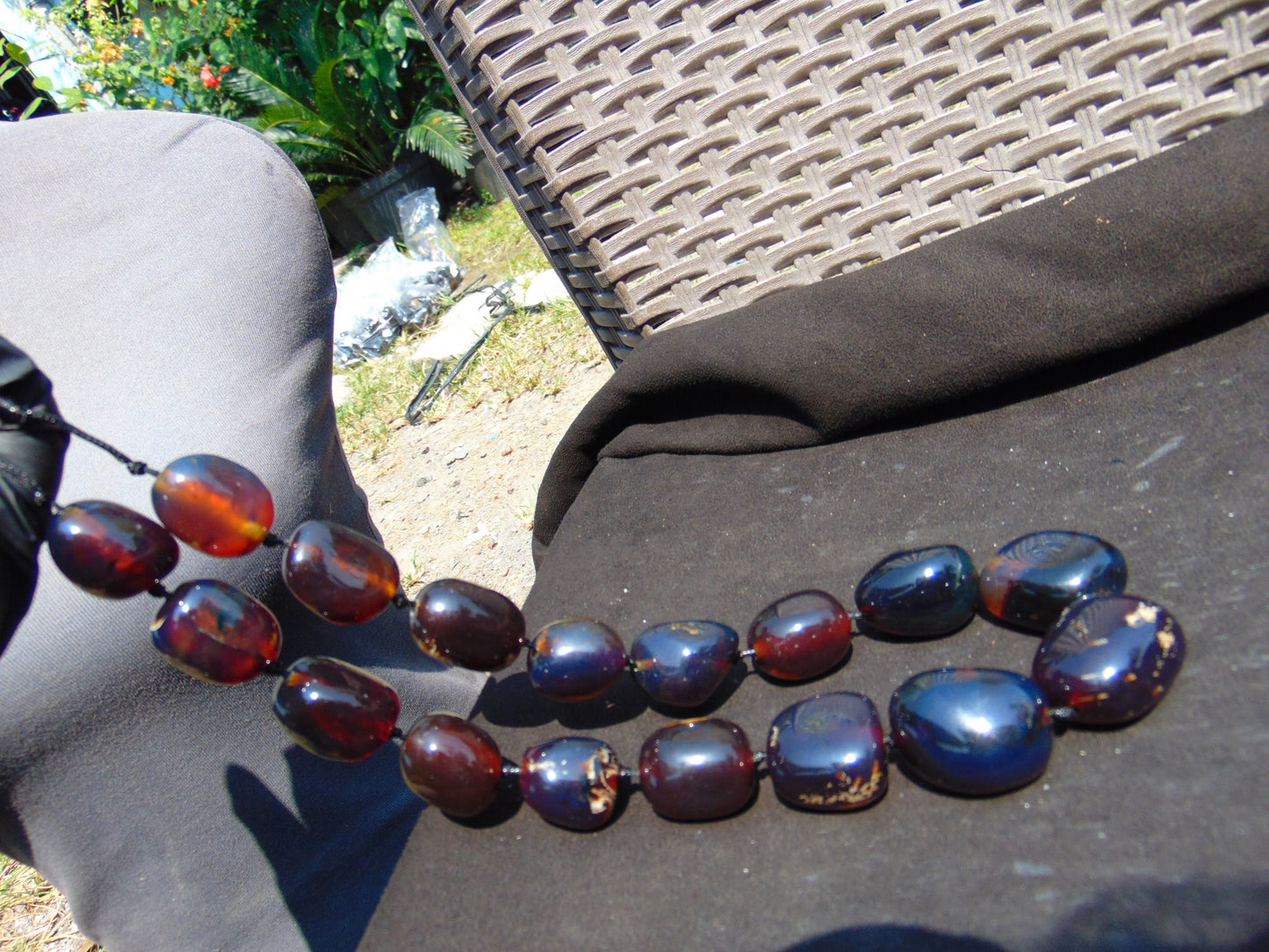 143 gr Small Beads Combination Necklace Indonesian Blue Amber for Healing A17K7