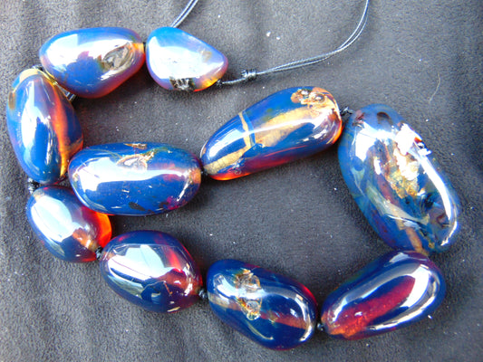 108 gr Necklace Indonesia Blue Amber No.5 for Healing 38 cm