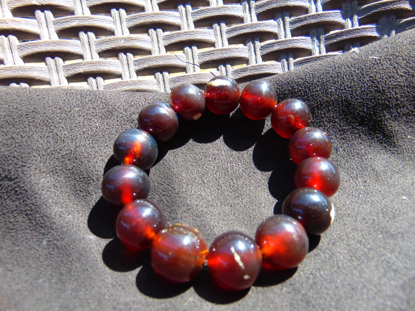 35 Gram 13 Small Beads Bracelet Indonesian Red Amber for Healing MB4