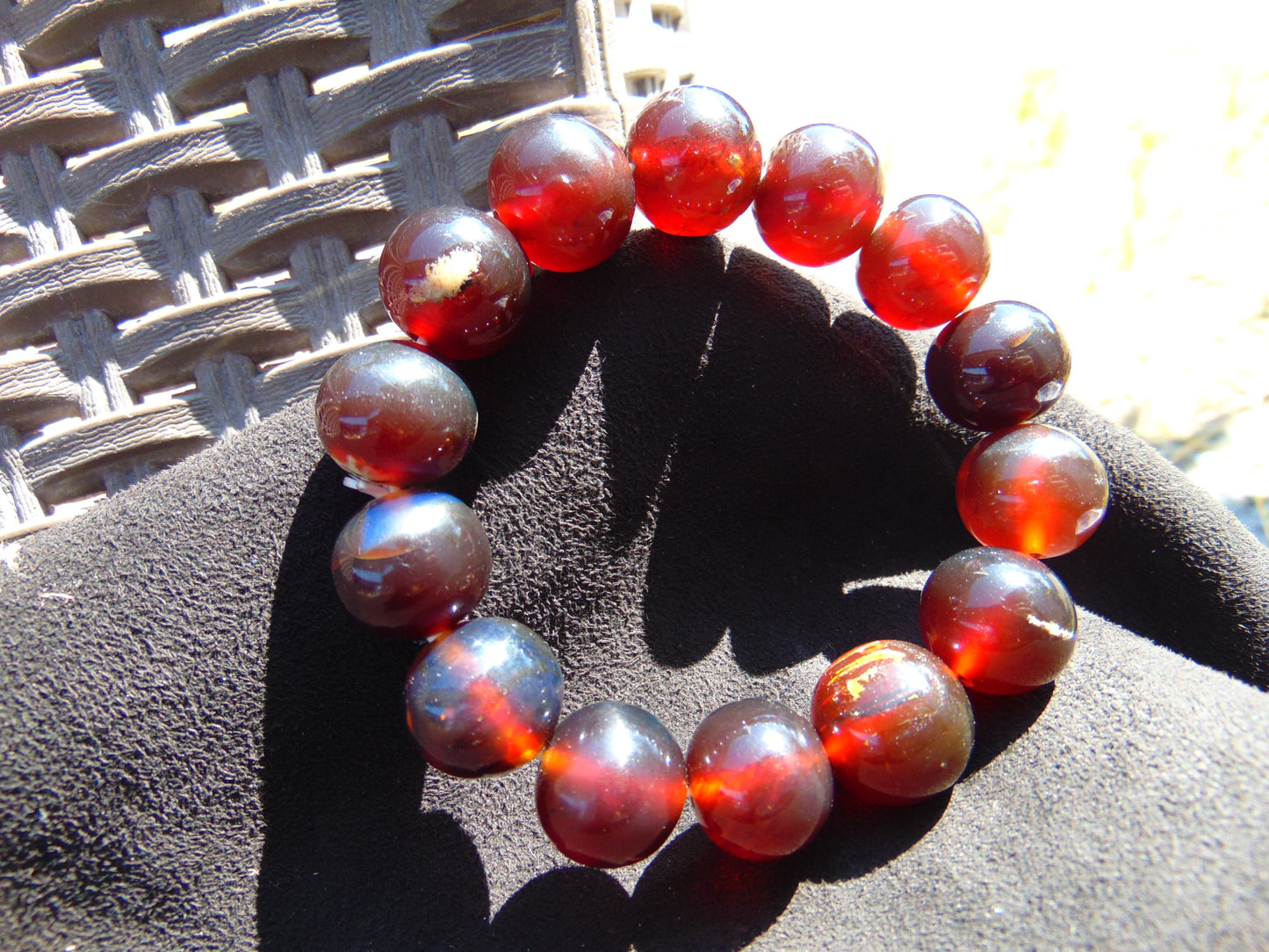 35 Gram 13 Small Beads Bracelet Indonesian Red Amber for Healing MB4