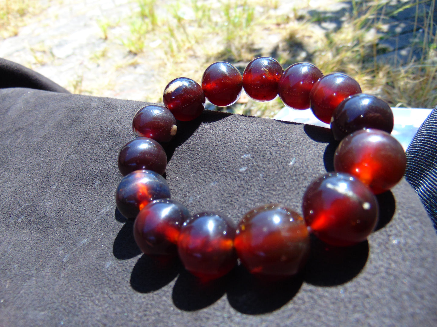35 Gram 13 Small Beads Bracelet Indonesian Red Amber for Healing MB4