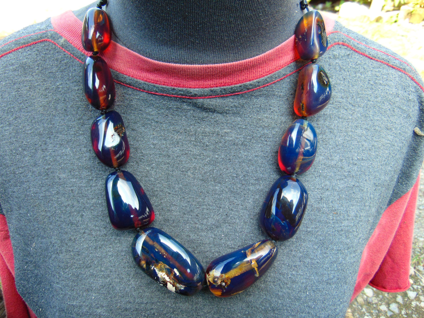 108 gr Necklace Indonesia Blue Amber No.5 for Healing 38 cm