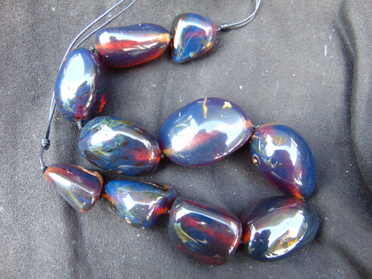 160 gr 10 pcs full polished Necklace Indonesian Blue Amber for healing No.9