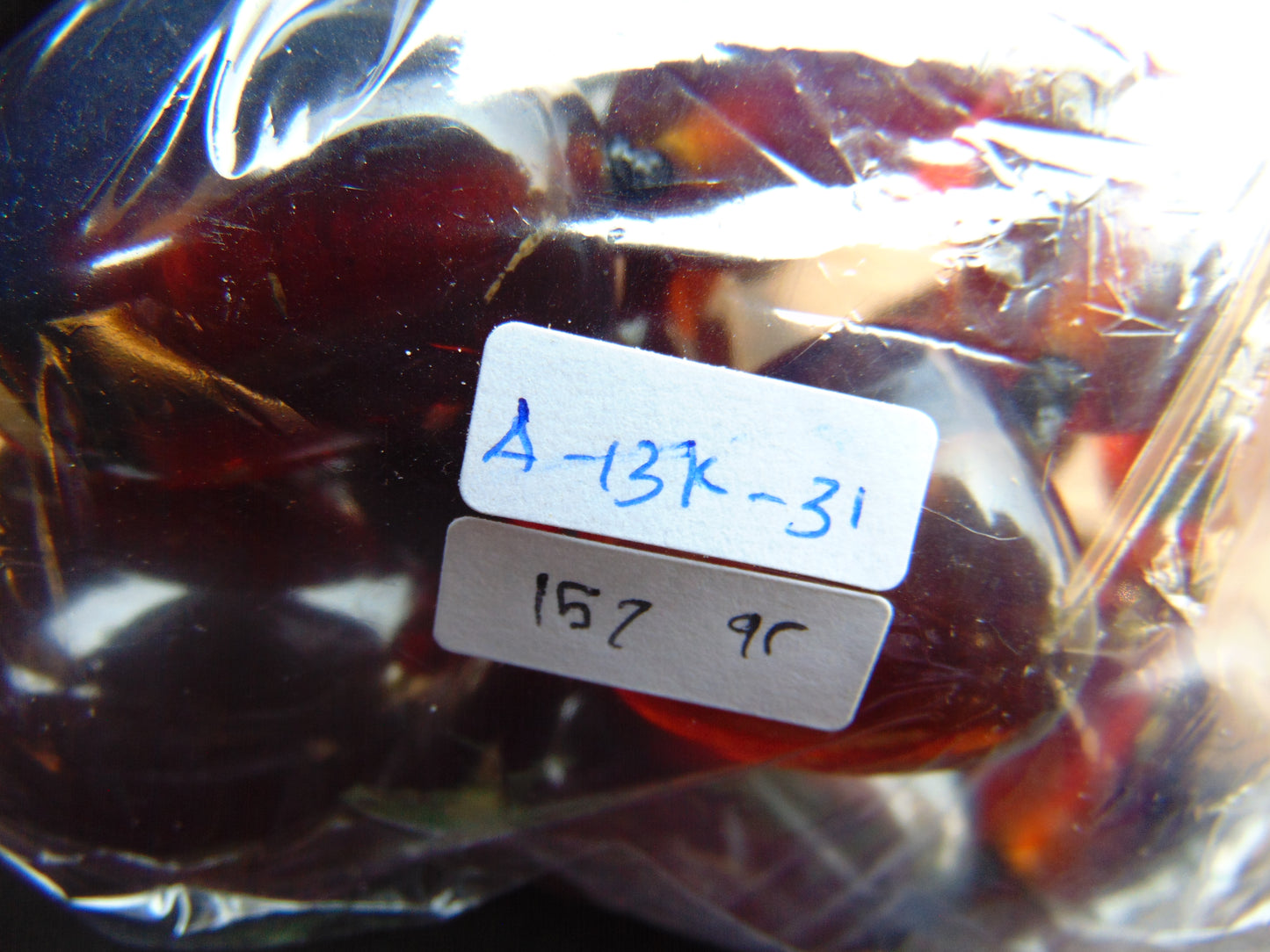 157 gr Small Beads Combination Necklace Indonesian Red Blue Amber for Healing A13K31
