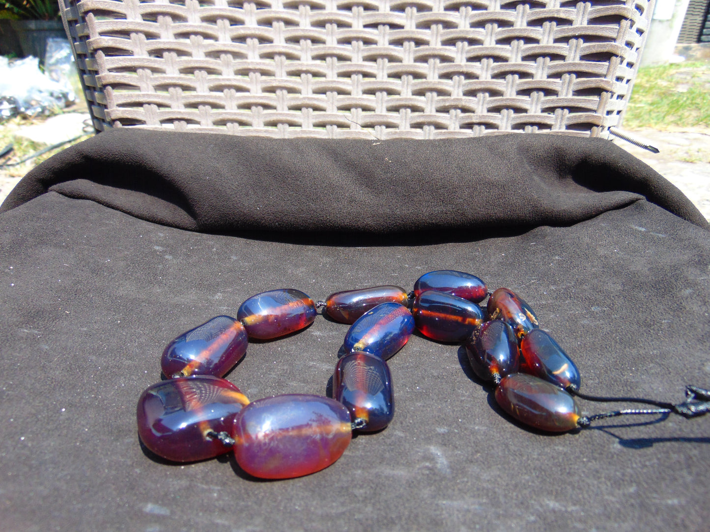 103 gr Small Beads Combination Necklace Indonesian Blue Amber for Healing A13K5