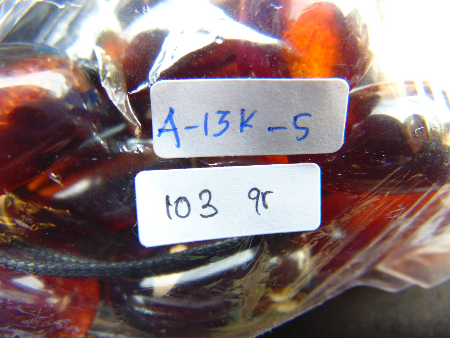 103 gr Small Beads Combination Necklace Indonesian Blue Amber for Healing A13K5