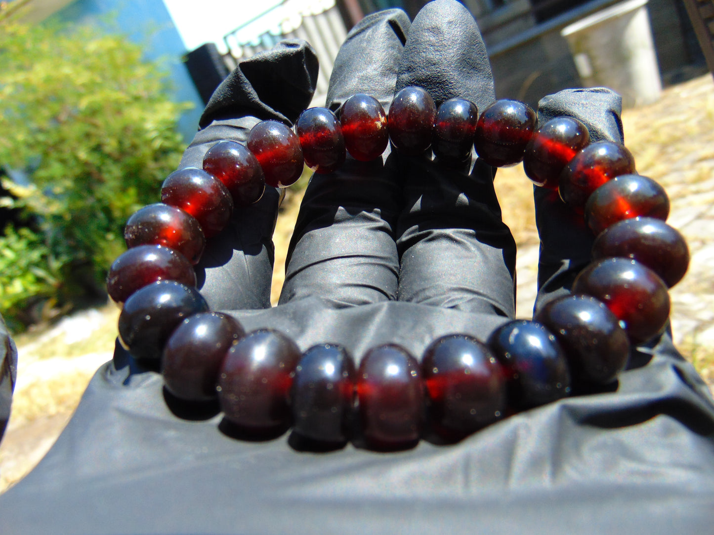 19 Gram 23 Small Beads Bracelet Indonesian Red Amber for Healing A678