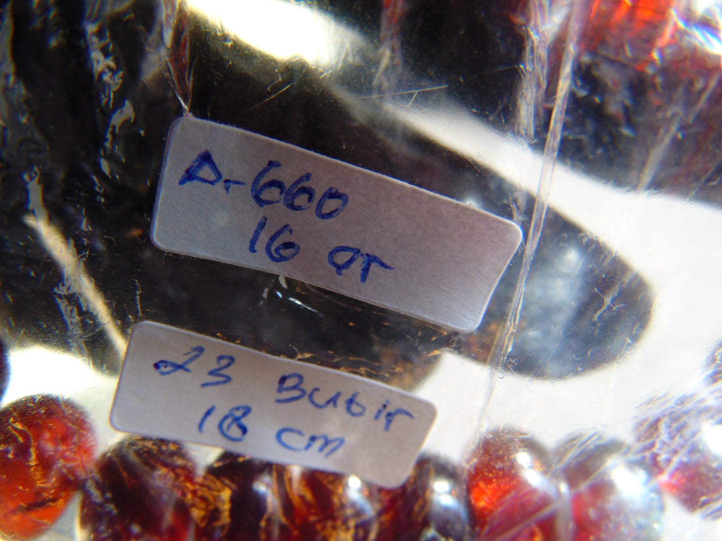 16 Gram 23 Small Beads Bracelet Indonesian Red Amber for Healing A660