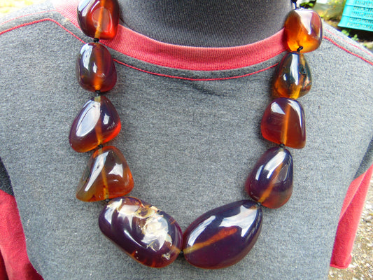 141 gr 10 pcs full polished Necklace Indonesian Blue Amber for healing No.14