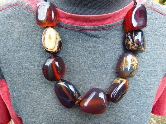 140 gr 10 pcs full polished Necklace Indonesian Blue Amber for healing No.15