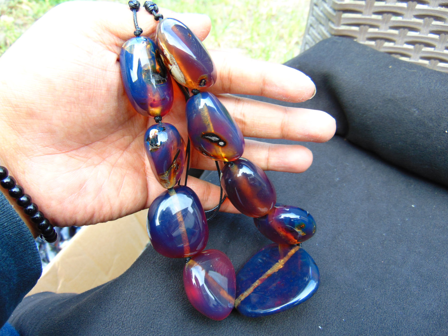 126 gr Necklace Indonesia Blue Amber No.17 for Healing 34 cm