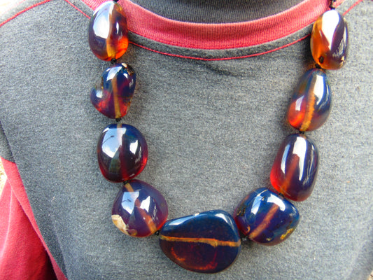 126 gr Necklace Indonesia Blue Amber No.17 for Healing 34 cm