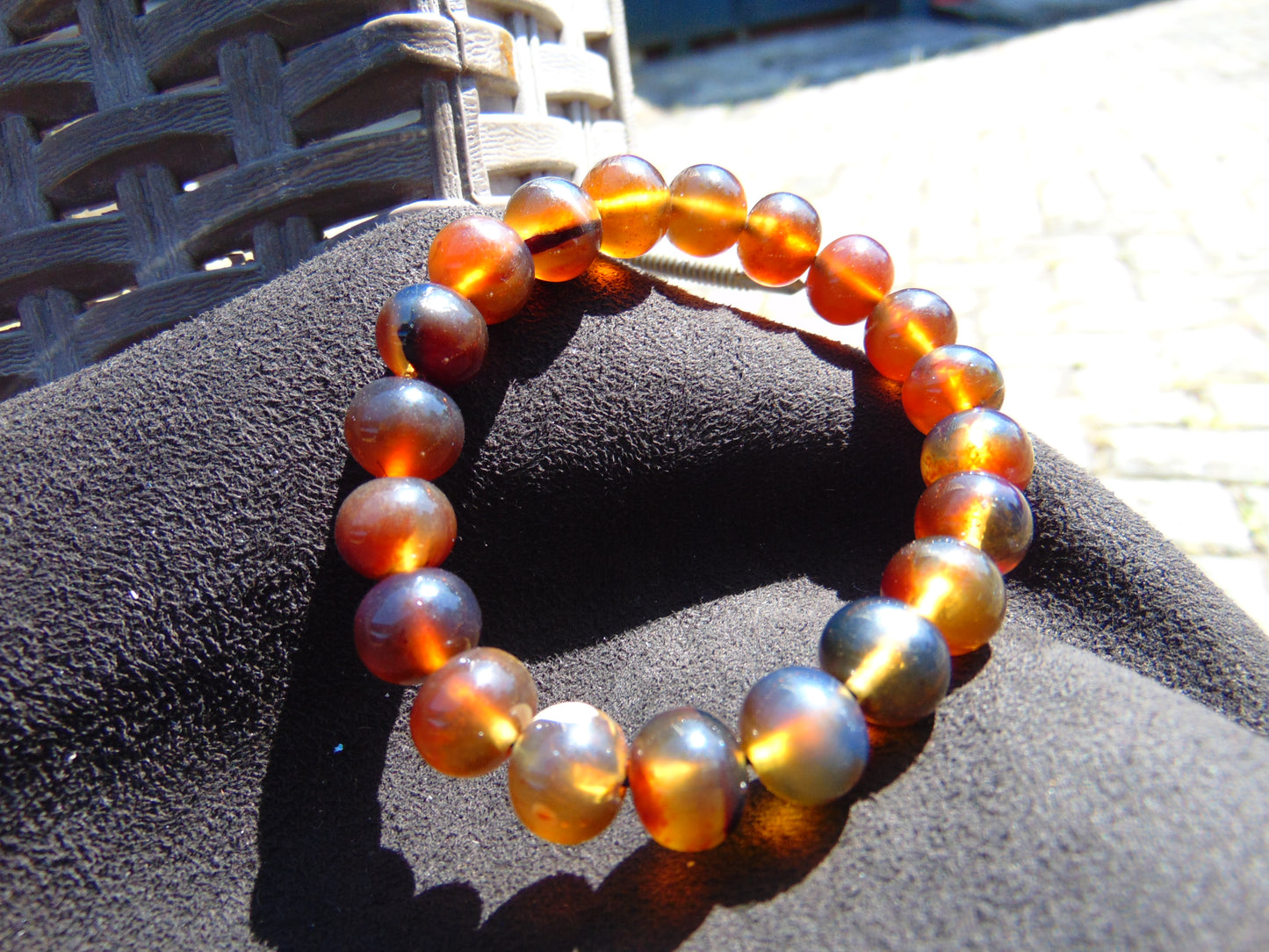 16 Gram 20 Small Beads Bracelet Indonesian Yellow Bluish Amber for Healing A672